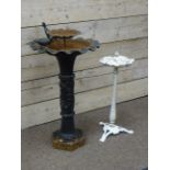 Cast iron birdbath with two bird figures (H96cm),