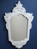 Ornate white painted mirror and a beech towel rail Condition Report <a