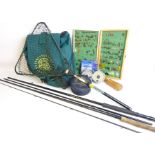 Fly Fishing Tackle, 2 rods, Reel, landing net, flies, lines,