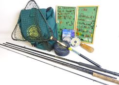 Fly Fishing Tackle, 2 rods, Reel, landing net, flies, lines,