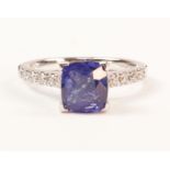 18ct white gold cushion cut sapphire approx 2 carat and round brilliant diamond ring