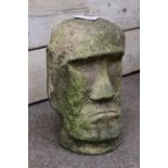 Composite stone Easter island head garden figure,