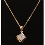 9ct gold pendant set with sixteen round brilliant diamonds Condition Report <a