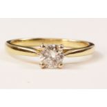 18ct gold single stone round brilliant cut diamond hallmarked approx 0.