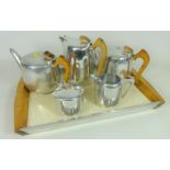 Piquot Ware tea and coffee set on tray Condition Report <a href='//www.