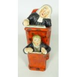 Early 20th Century 'Vicar and Moses' pottery figure of a Judge and Cleric H25.