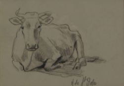 Henri de Saint-Delis (French 1878-1949): Recumbent Cow,