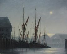 Jack Rigg (British 1927-): 'Thames Barges', oil on board signed,