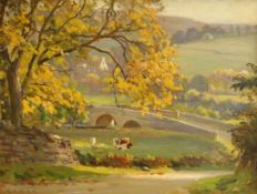 Ernest Higgins Rigg (Staithes Group 1868-1947): Autumn Landscape in the Yorkshire Dales,