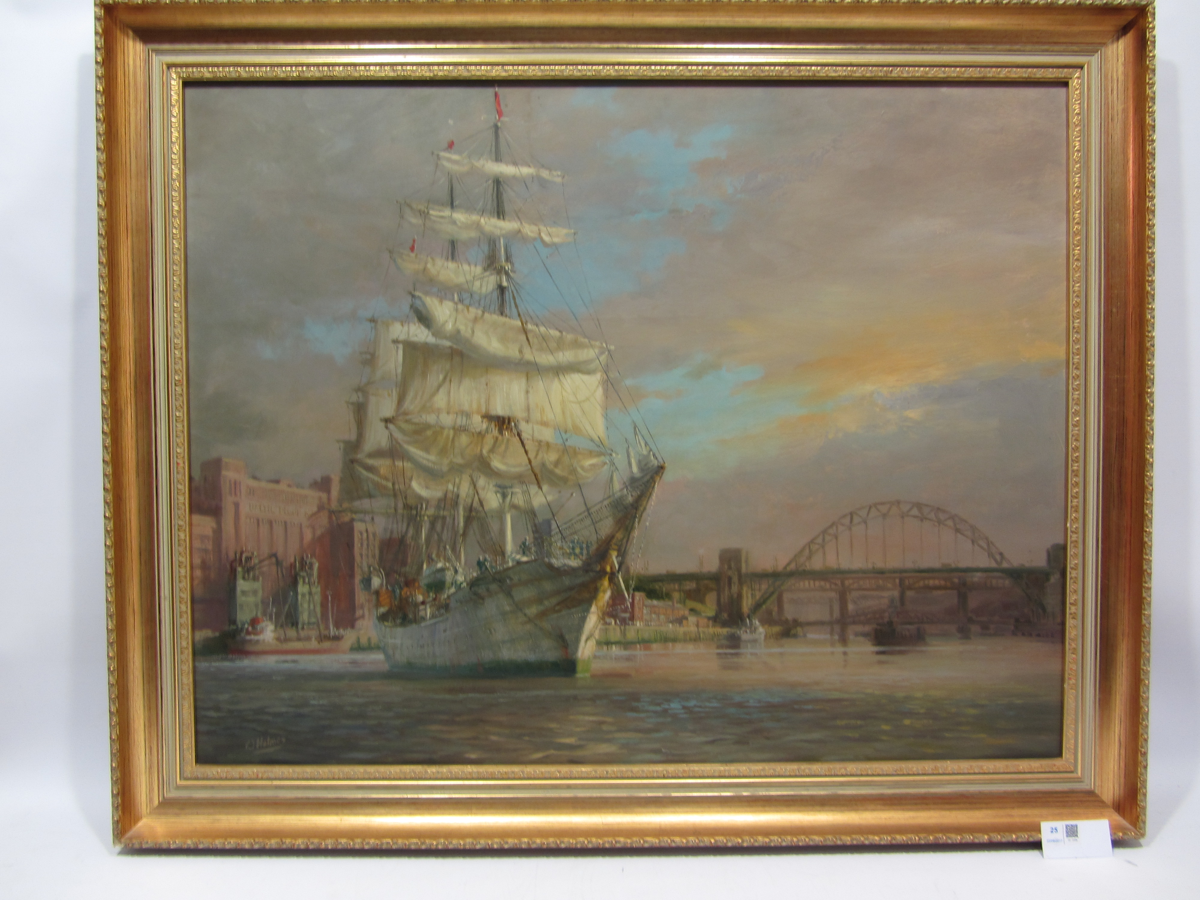 Walter Holmes (British 1936-): Tall Ship on the Tyne, - Image 2 of 2