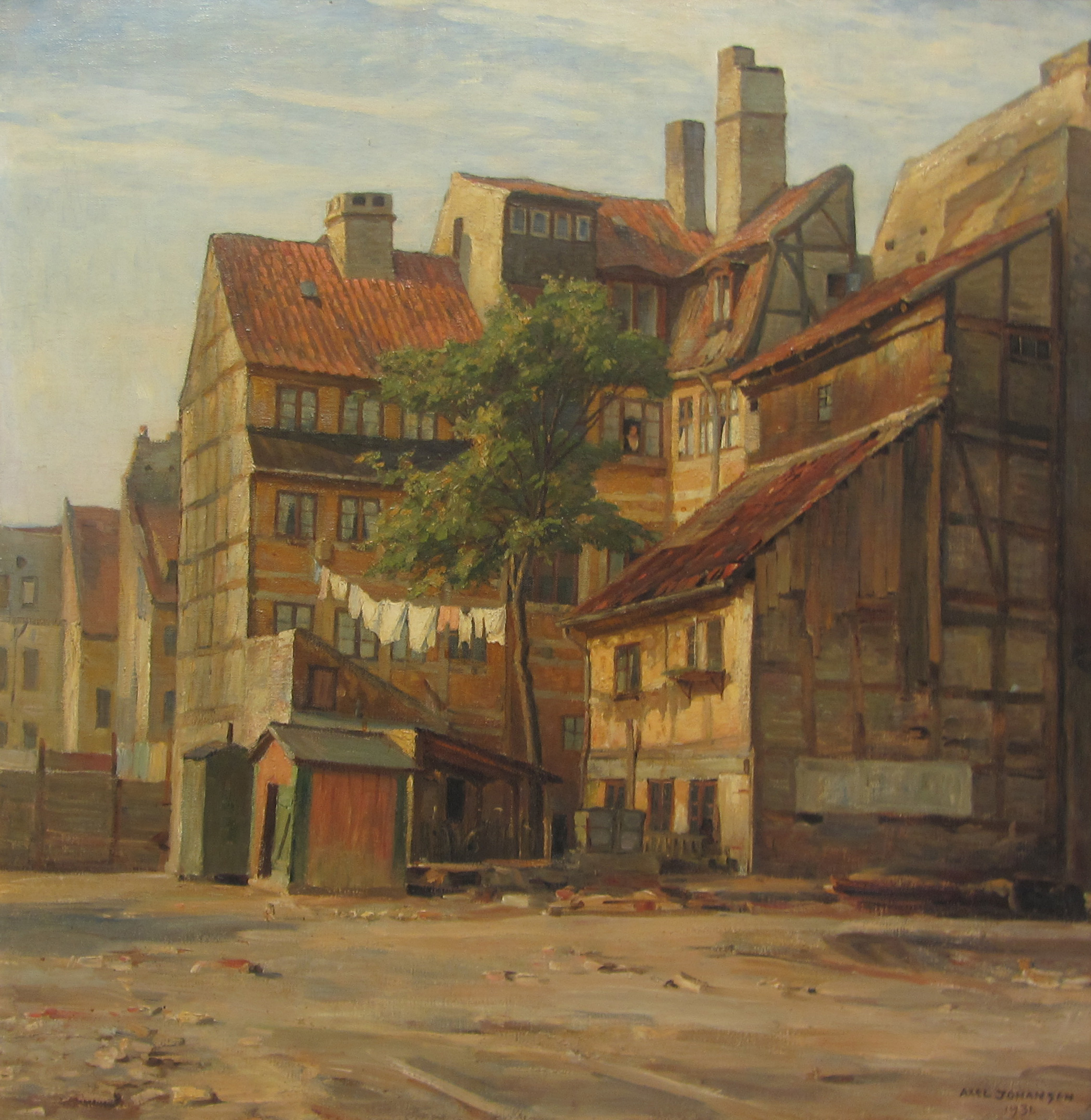 Axel Johansen (Danish 1872-1938): Old Buildings, oil on canvas signed and dated 1931,