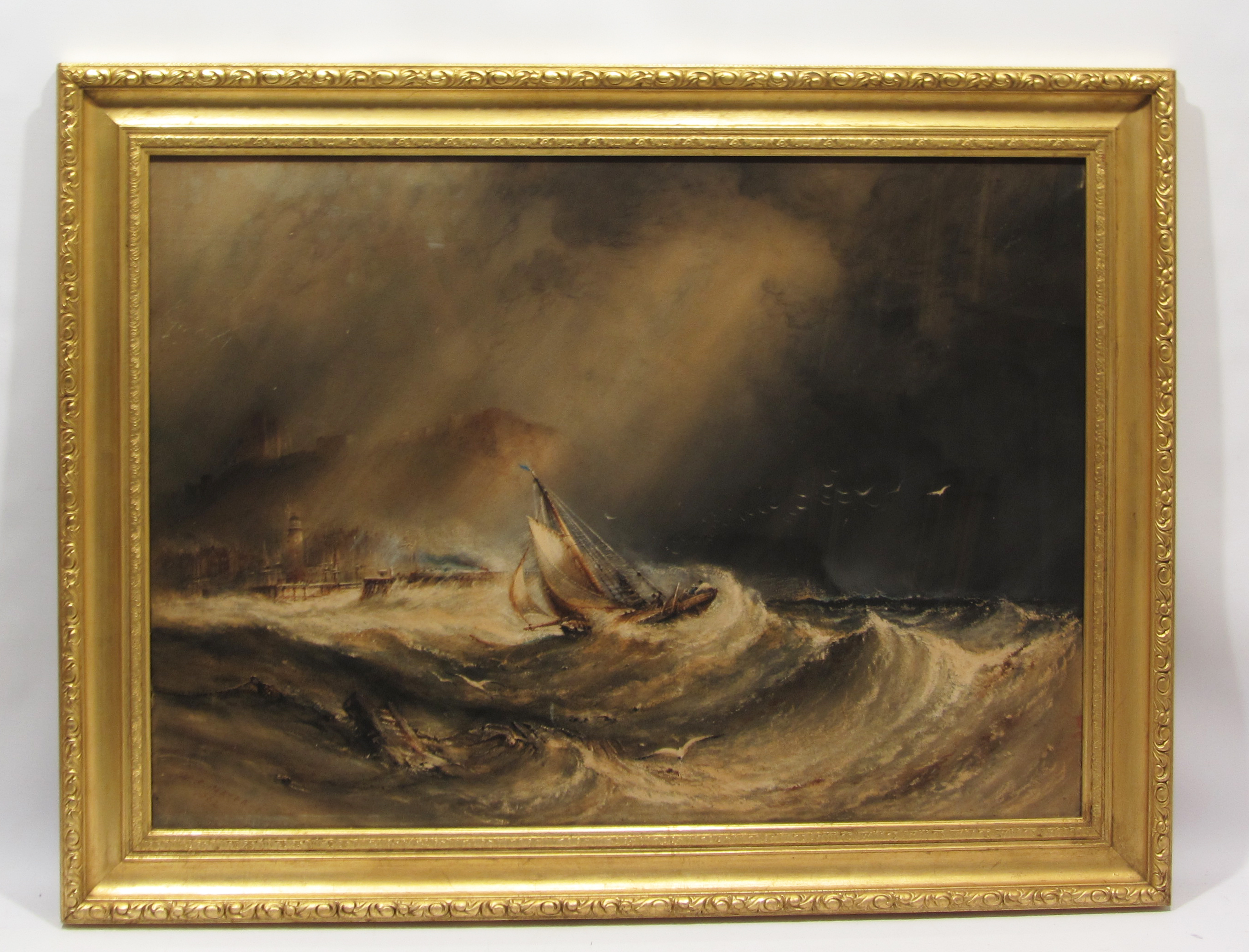 Henry Barlow Carter (British 1804-1868): Heading for Home in a Heavy Storm off Scarborough, - Image 2 of 2