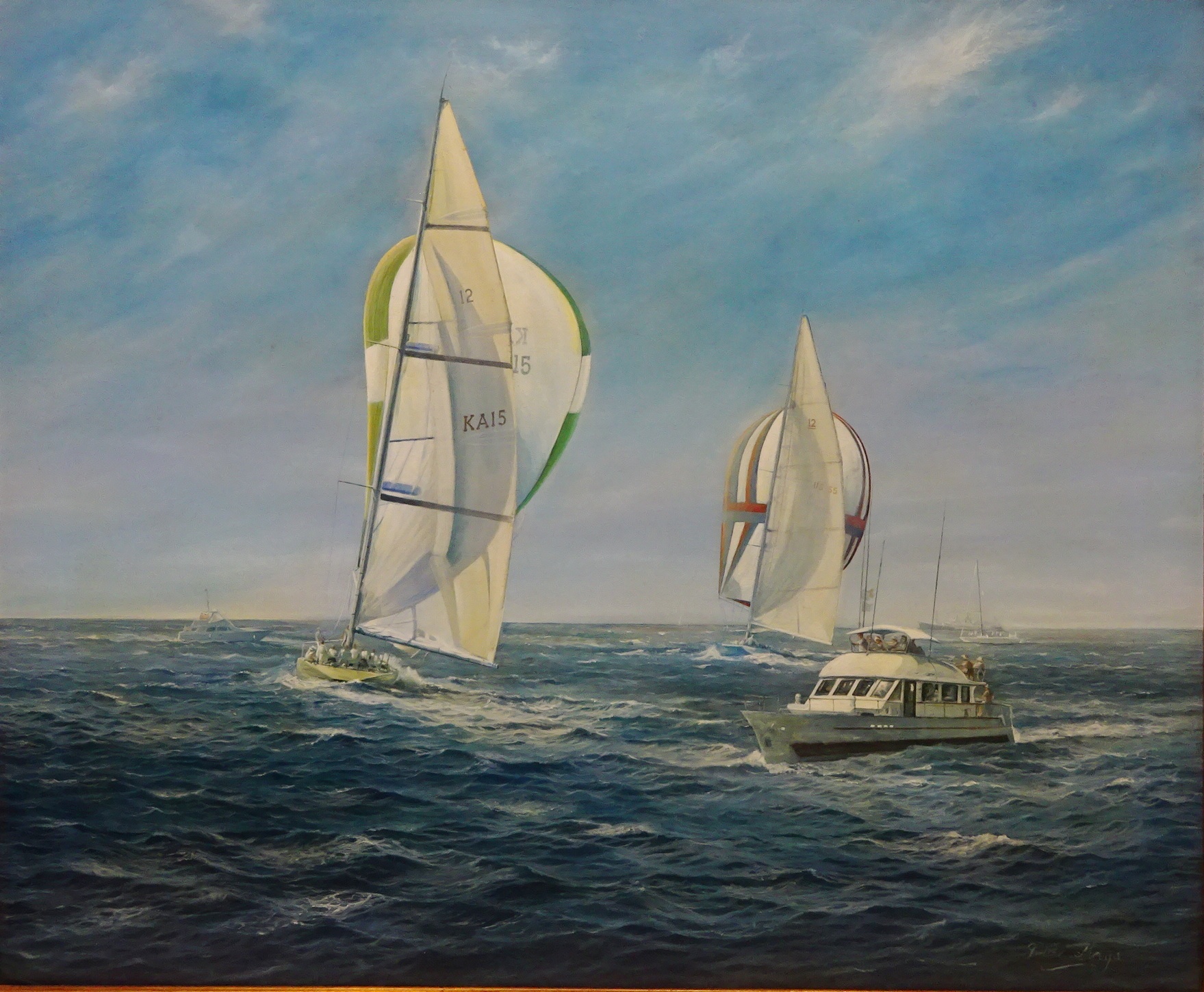 Brian Mays (British 1935-): Yachting - 'USA regains the Americas Cup in 1987' - Stars and Stripes