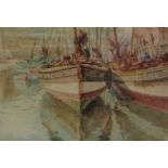 Thomas Calvering Alder (1857-1931): Fishing Boats by the Quayside,