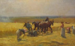 John Atkinson (Staithes Group 1863-1924): The Harvest Field, oil on canvas signed and dated 1895,