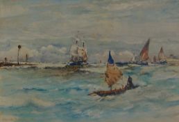 Frank Henry Mason (Staithes Group 1875-1965): Sailing Boats off the Coast,