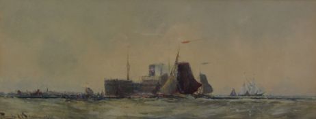 Frank Henry Mason (Staithes Group 1875-1965): Shipping off 'Holland',