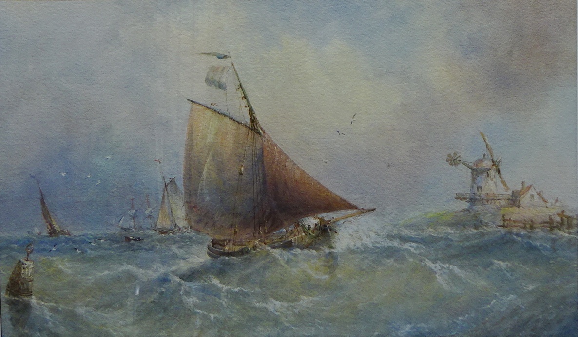 George Weatherill (British 1810-1890): 'Breezy Day off the Humber Estuary', watercolour, - Image 3 of 5