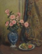 Percy Morton Teasdale (Staithes Group 1870-1961): 'An Old Delft Vase' still life, oil on canvas,