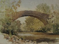 Harry Hudson Rodmell (British 1896-1984): 'Ivelet Bridge' on the River Swale at Gunnerside,