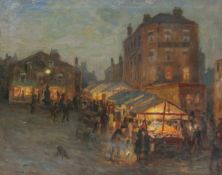 Fred Stead (British 1863-1940): Evening Market Shipley (the artist's home town),