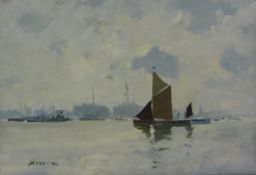 Edward Wesson (British 1910-1983): 'Autumn Light off Gravesend', oil on board signed,