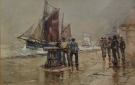 Frank Henry Mason (Staithes Group 1875-1965): Seeking Shelter in Lowestoft Harbour,