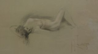Richard George Mathews (Canadian 1870-1955): Female Reclining Nude,