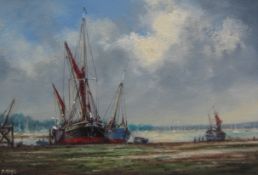 Jack Rigg (British 1927-): 'Low Tide at Pin Mill Suffolk', oil on board signed,