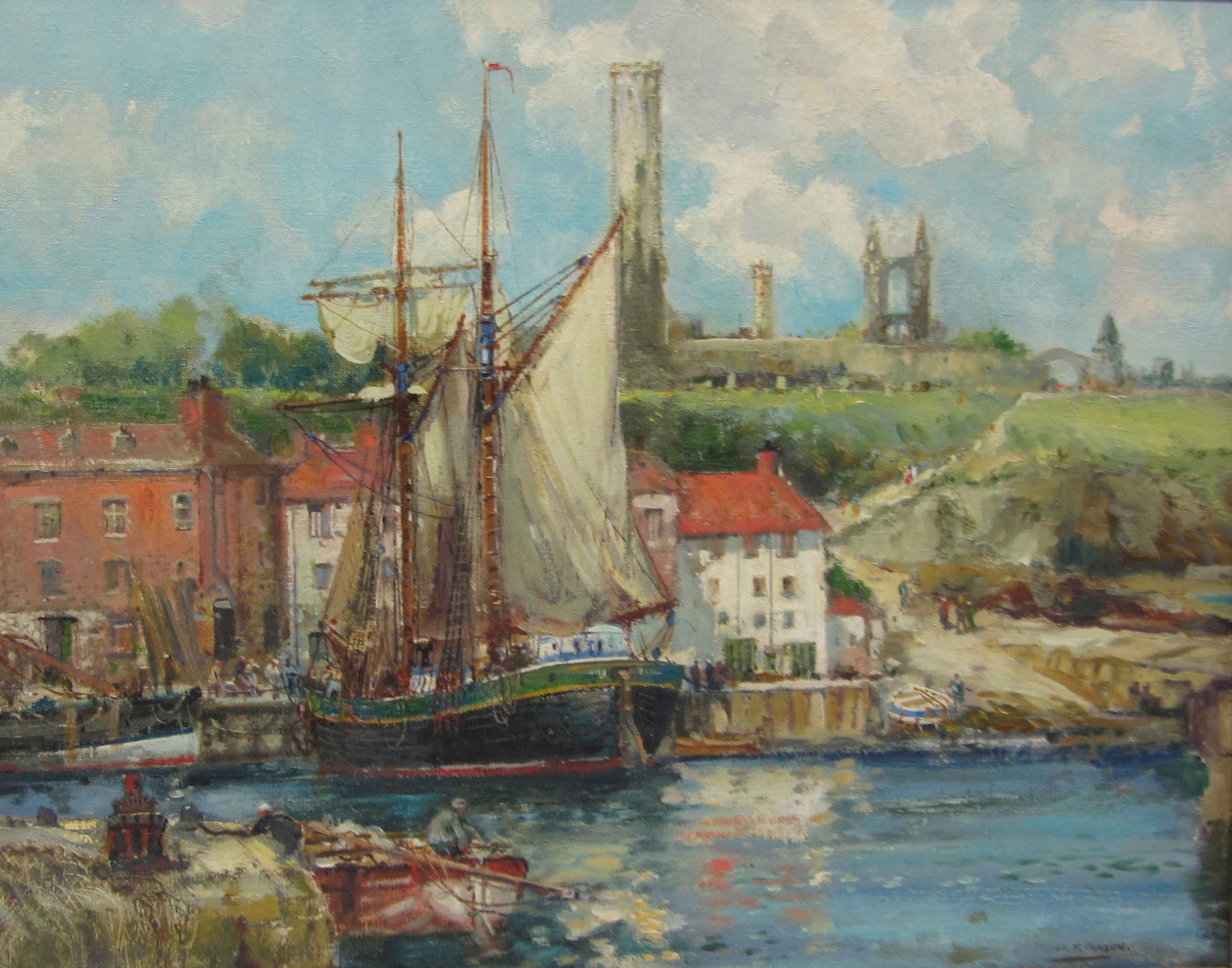 Frank Henry Mason (Staithes Group 1875-1965): St Andrews Harbour and Cathedral Fife,