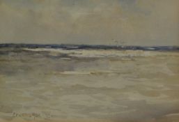 Ernest Dade (Staithes Group 1868-1934): Shore Scene with Breaking Waves,