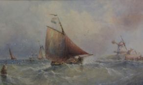 George Weatherill (British 1810-1890): 'Breezy Day off the Humber Estuary', watercolour,
