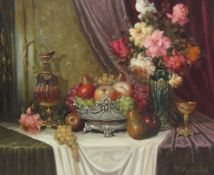 Balogh Bela (Hungarian 1909-1980): Still Life Flowers and Fruit,