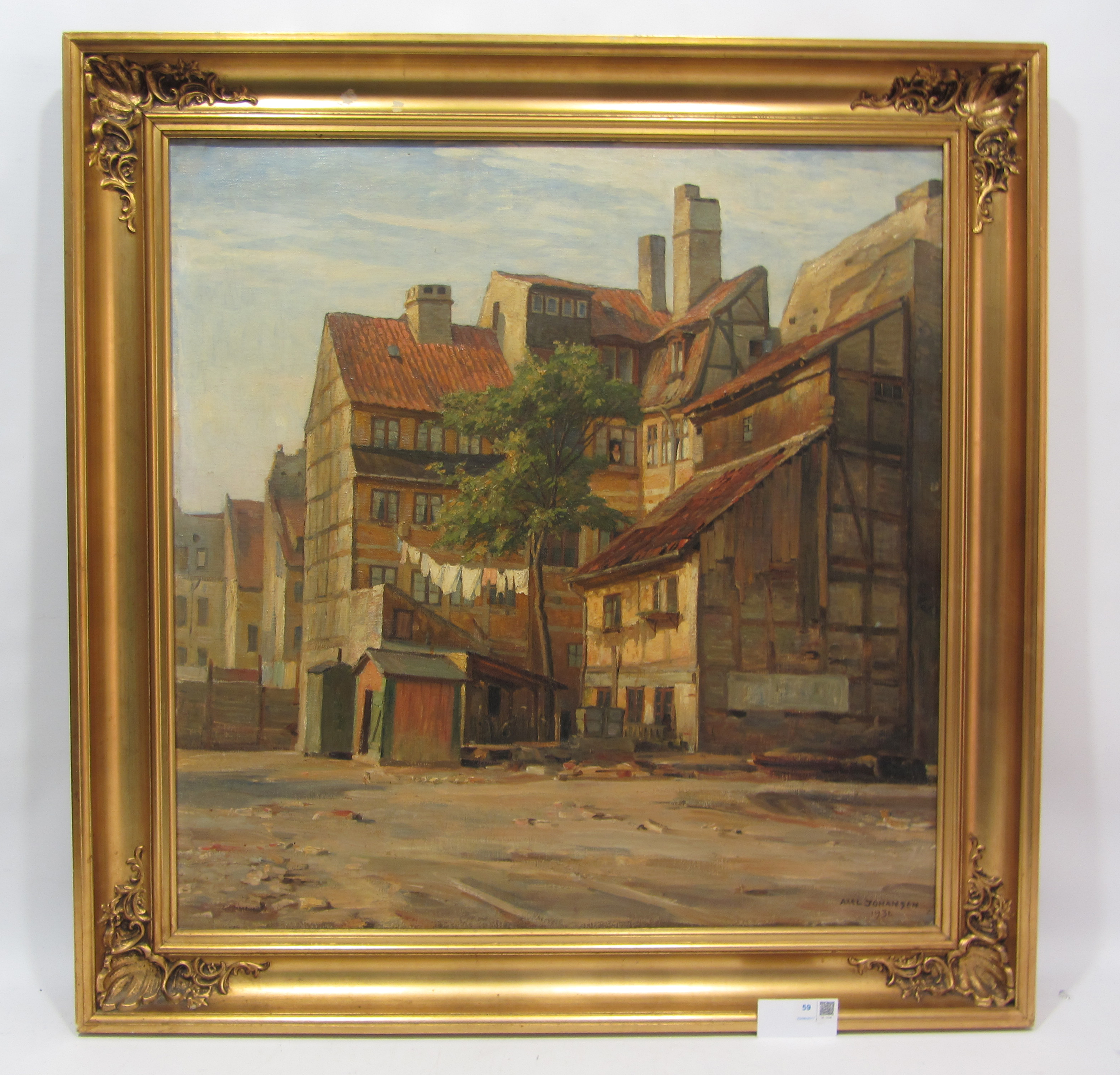 Axel Johansen (Danish 1872-1938): Old Buildings, oil on canvas signed and dated 1931, - Image 2 of 2