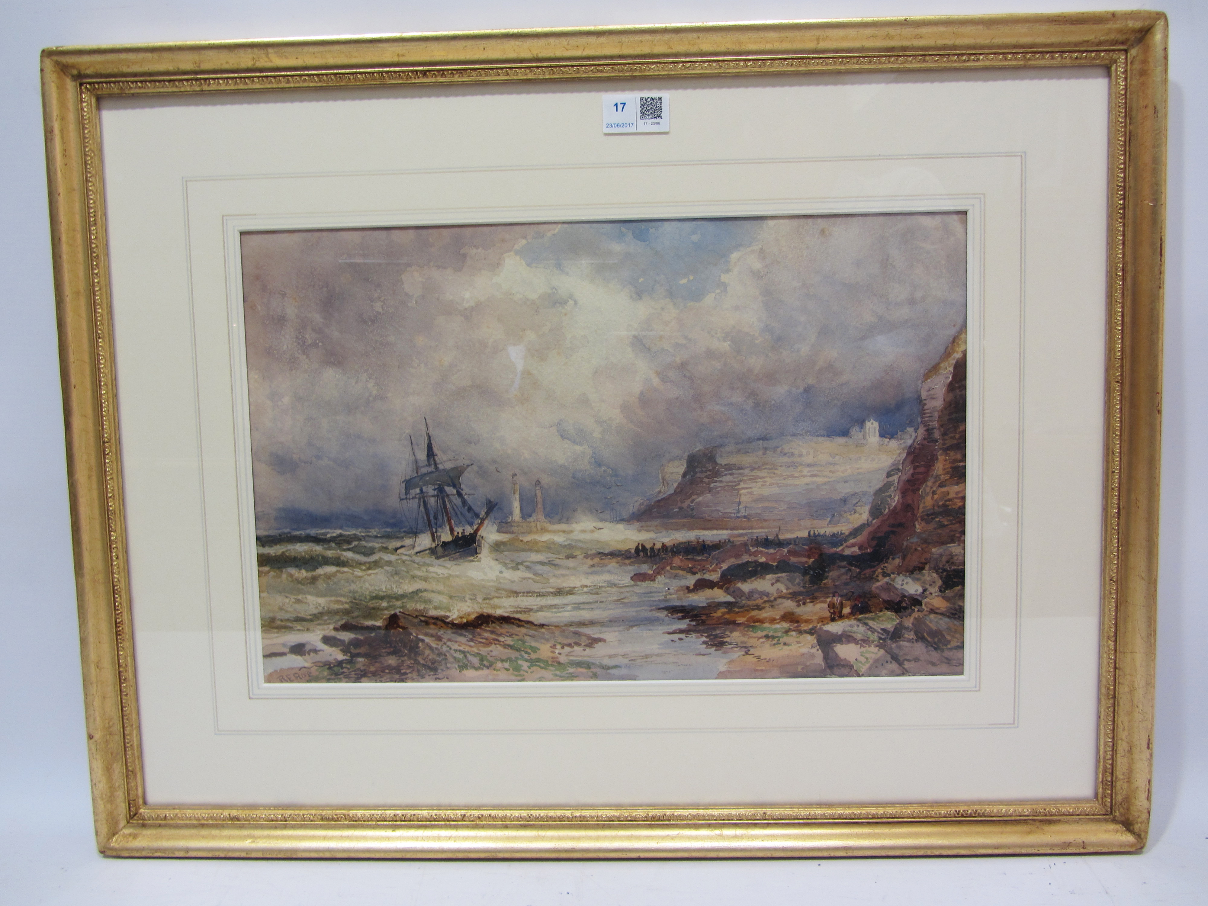 Robert Ernest Roe (British 1852-1921): 'The Brig Mary & Agness in Distress Whitby Sands 24th Oct. - Image 2 of 2