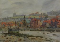 Albert George Stevens (Staithes Group 1863-1925): Whitby Harbour - Low Tide,