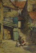 Albert George Stevens (Staithes Group 1863-1925): 'Argument Yard Whitby',