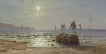 English School (19th/20th century): Moonlight on the Shore,