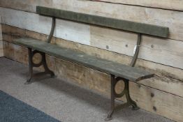 Victorian cast iron and wooden railway bench,