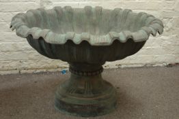 Large copper finish cast iron garden centre-piece with wavy border, D115cm,