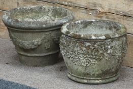Two classical style stone effect garden planters