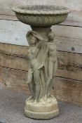 Composite stone nymph bird bath,