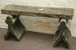 19th century carved sand stone gatepost finial bench,