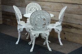 Ornate cast aluminium circular garden table (D69cm, H65cm),
