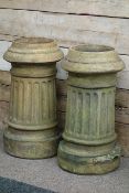 Pair 19th century terracotta chimney pots,