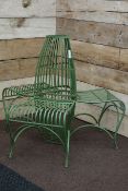 Wrought metal garden trio bench, D110cm,