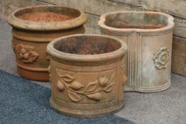 Terracotta planter with Yorkshire rose motif,