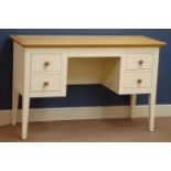 Ash and cream finish desk/dressing table, four drawers, W126cm, H81cm,