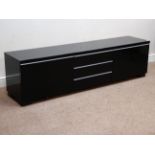 Black gloss low line television stand, W180cm, H48cm,