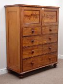 Quality Victorian figured mahogany chest two short and three long drawers,